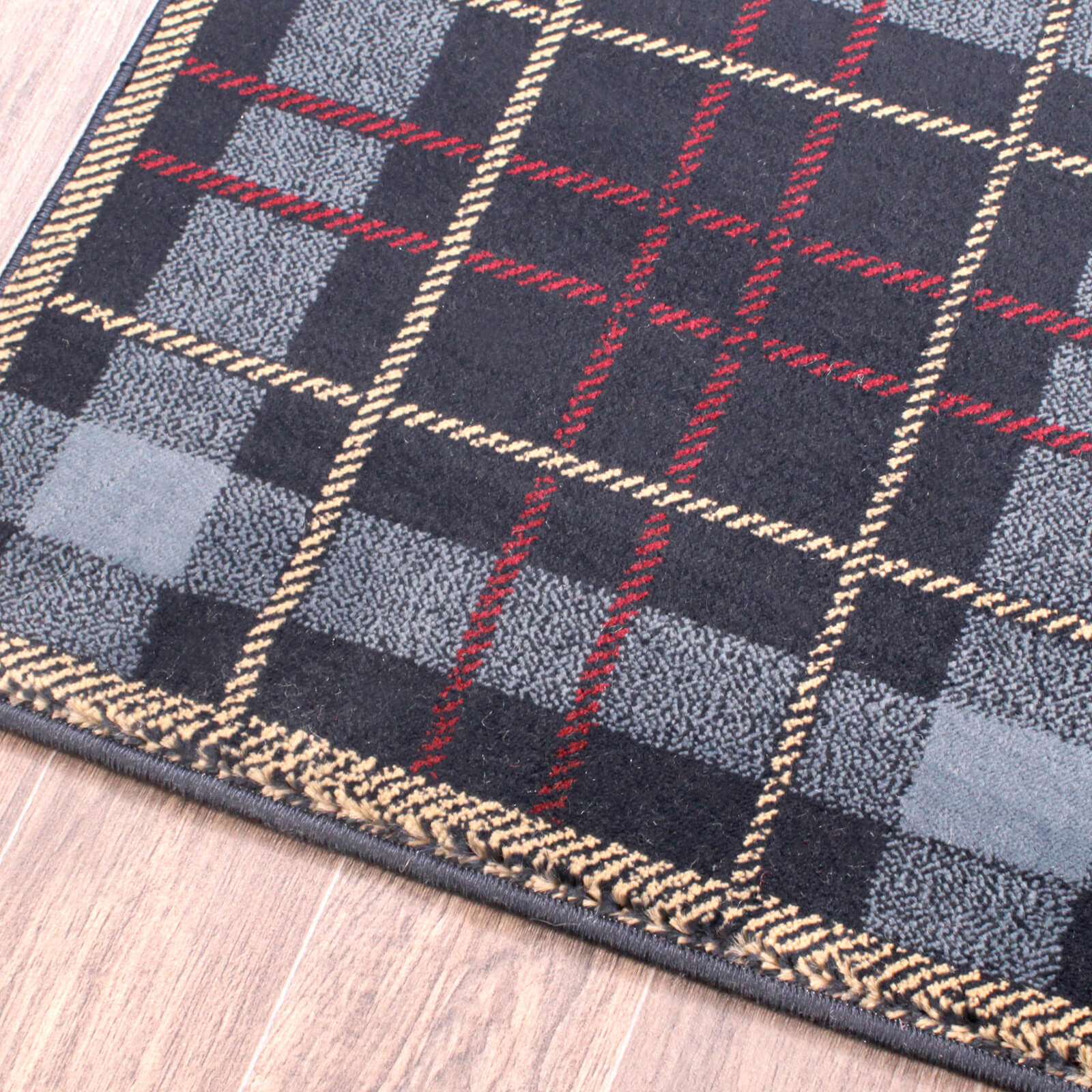 Ultimate Home Living Tartan Check Blue Rug