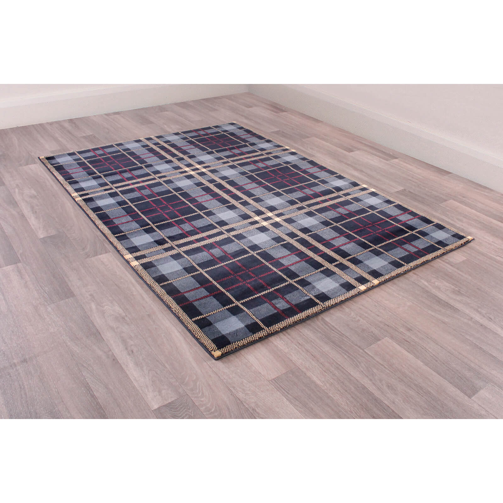 Ultimate Home Living Tartan Check Blue Rug