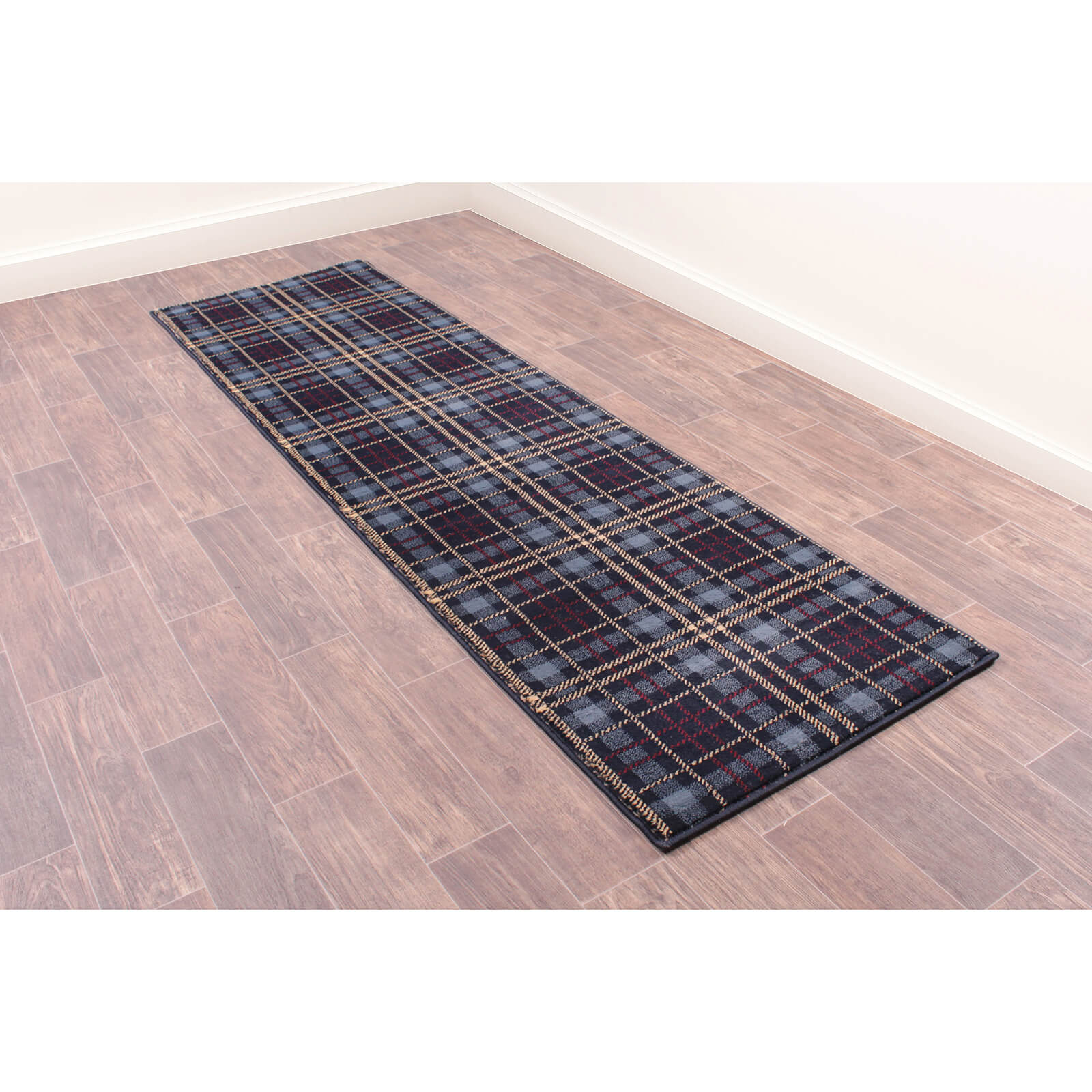 Ultimate Home Living Tartan Check Blue Rug