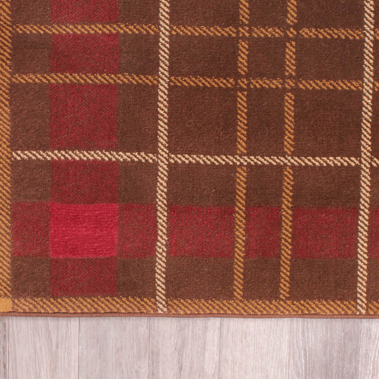 Ultimate Home Living Tartan Check Brown Rug