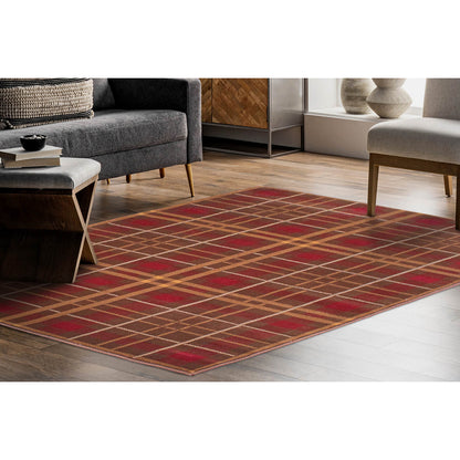 Ultimate Home Living Tartan Check Brown Rug