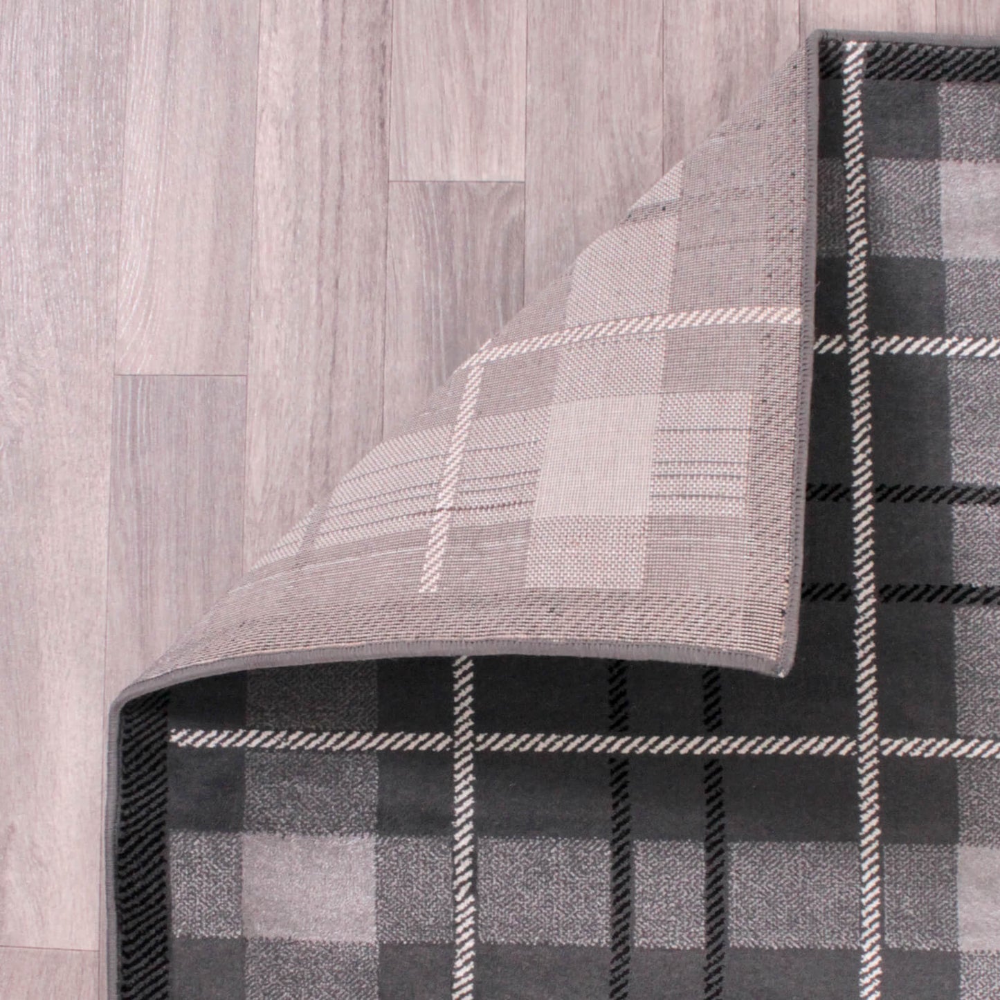 Ultimate Home Living Tartan Check Grey Rug