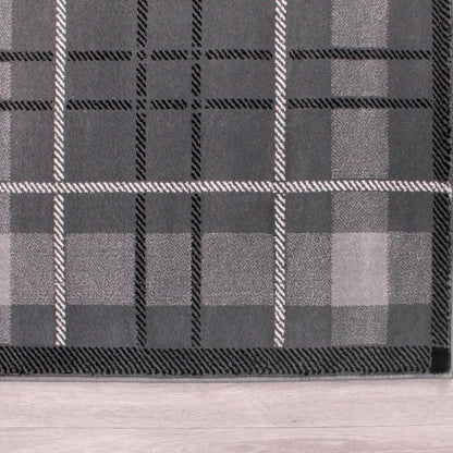 Ultimate Home Living Tartan Check Grey Rug