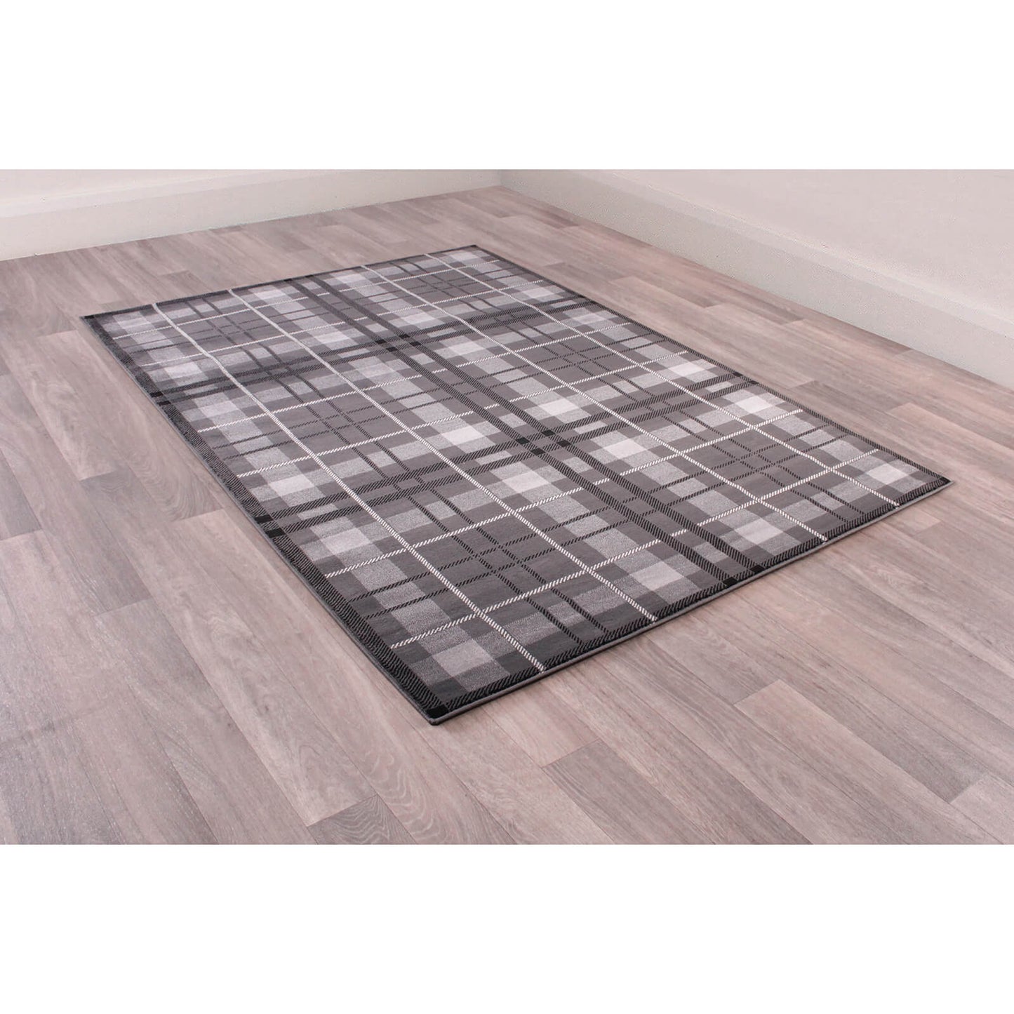 Ultimate Home Living Tartan Check Grey Rug