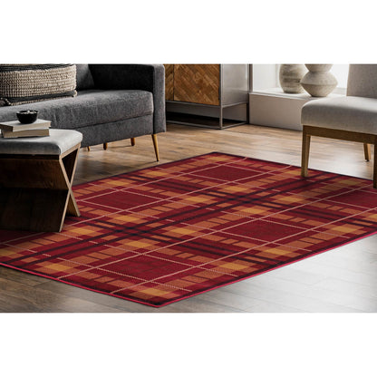 Ultimate Home Living Tartan Check Grey Ochre Rug