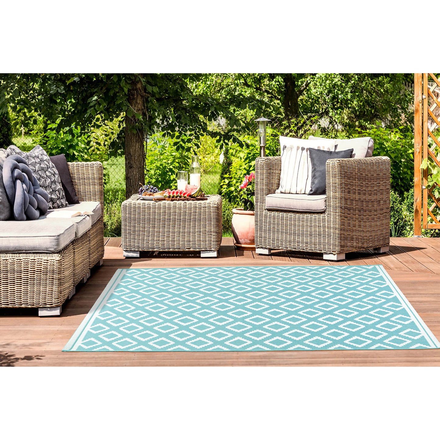 Rug Style Terrace Diamond Teal Rug