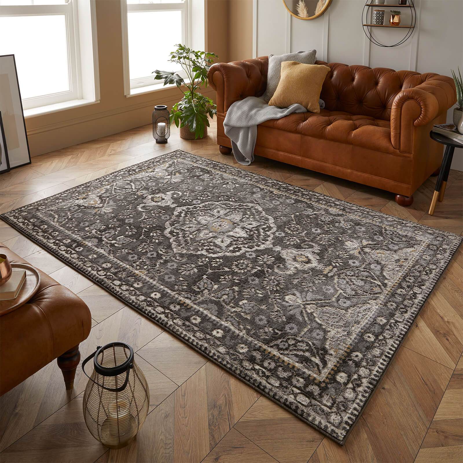 Oriental Weavers Vinci 1401 B Charcoal / Grey / Mustard Rug