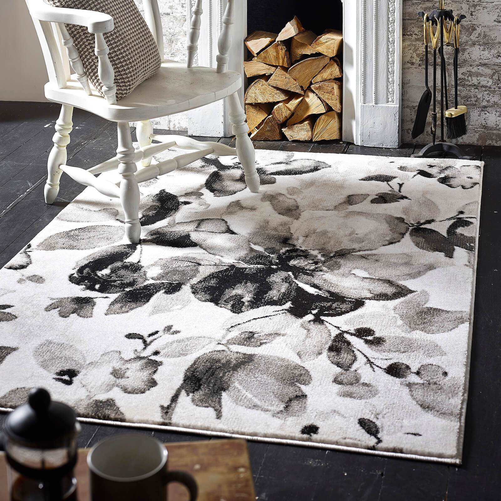 Origins Watercolour Floral Grey Rug