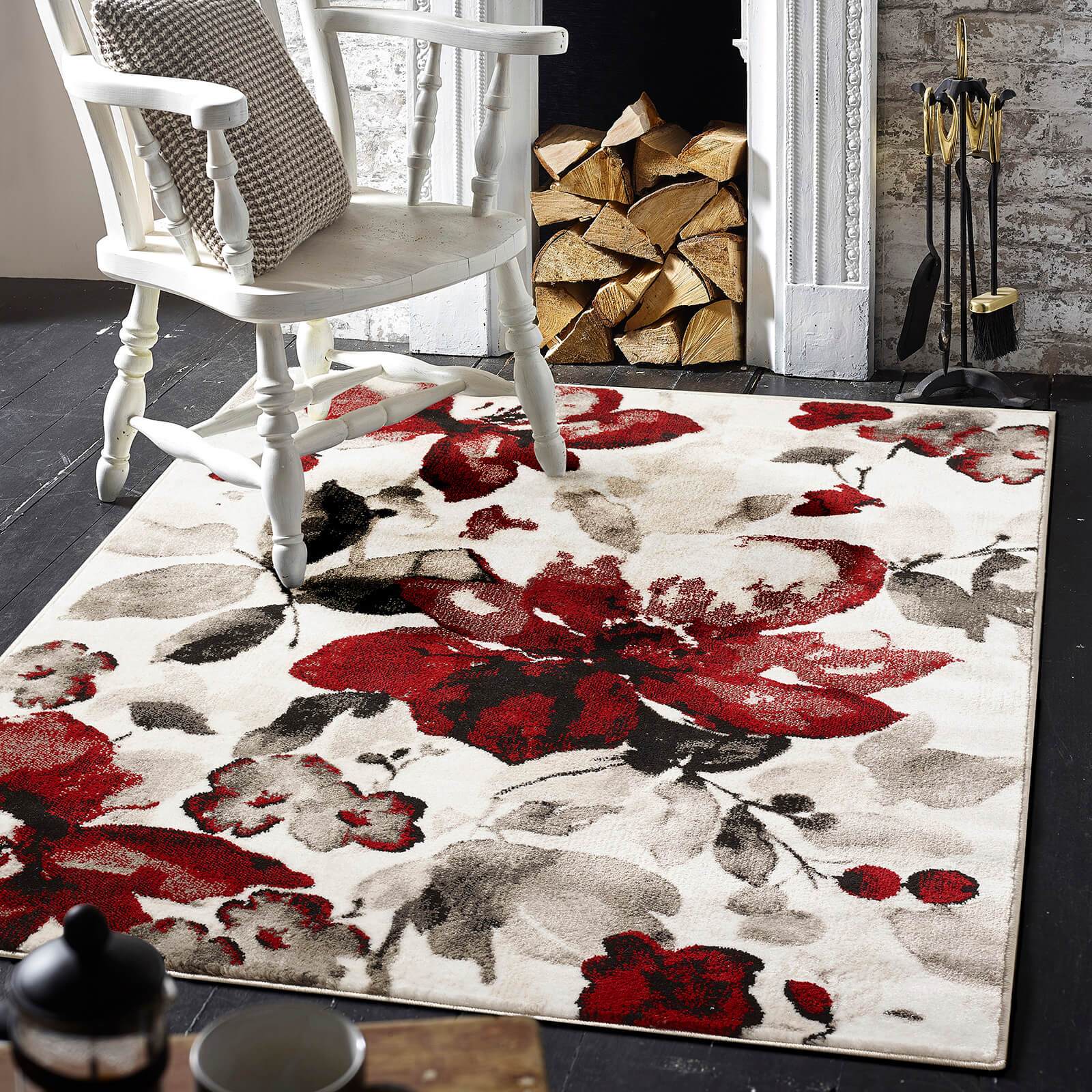 Origins Watercolour Floral Red Rug