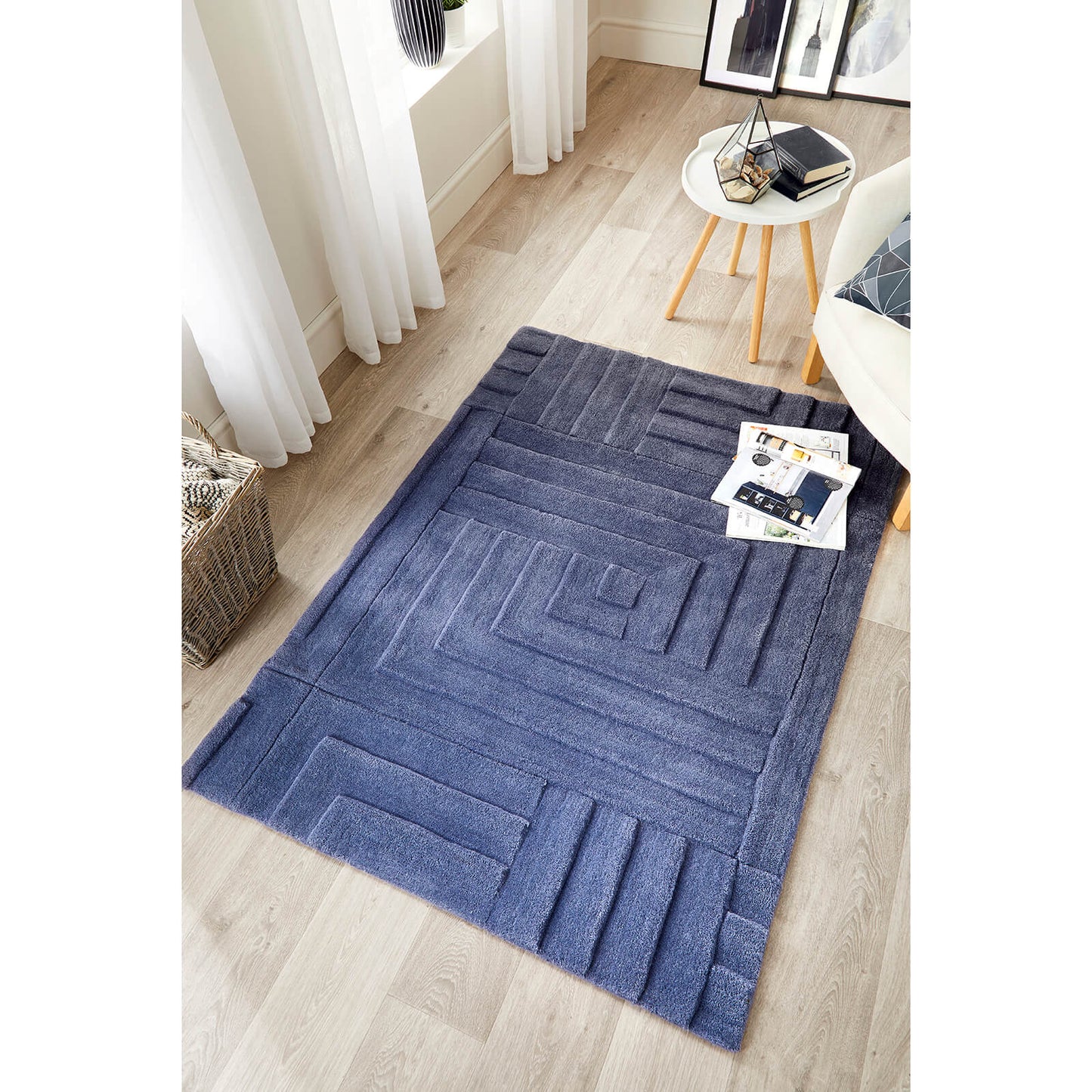 Maze Blue Modern Rugs