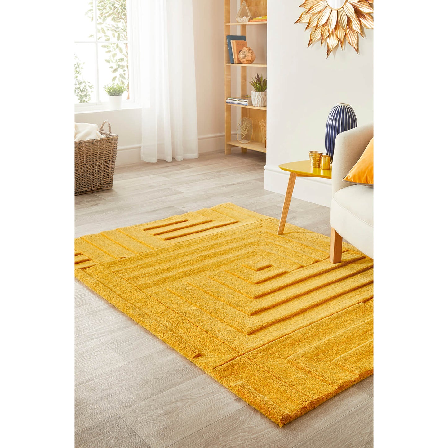 Maze Yellow Modern Rugs