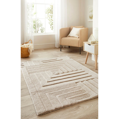 Maze Pumice Stone Beige and Brown Modern Rugs