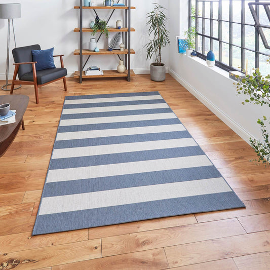 Think Rugs Santa Monica 48644 Blue / Light Beige Rug