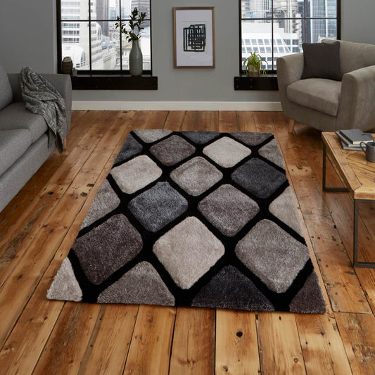 Think Rugs Noble House 9247 Black / Grey Rug