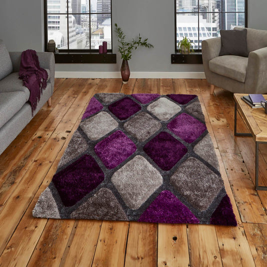 Think Rugs Noble House 9247 Grey / Purple Rug