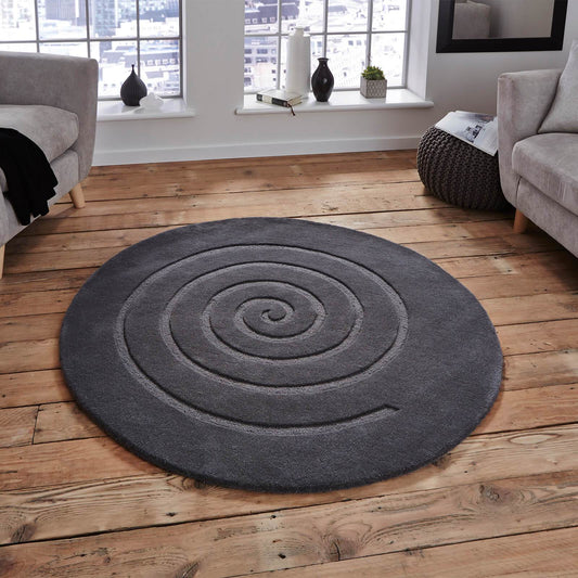 Think Rugs Spiral Grey Rug