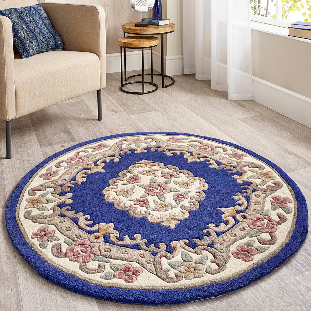 Shensi Navy Floral Traditional Rugs