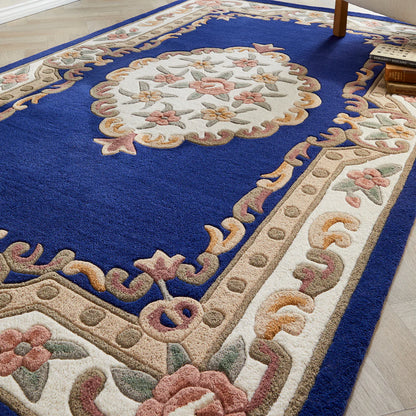 Shensi Navy Floral Traditional Rugs