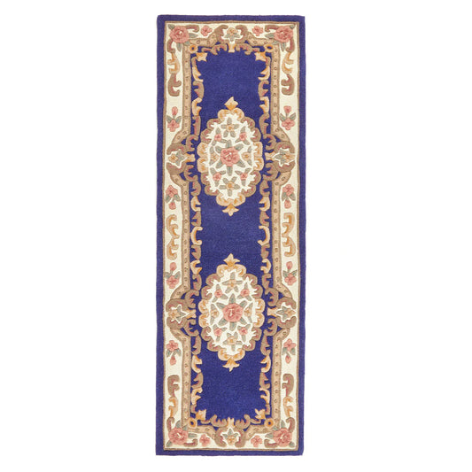 Shensi Navy Blue Floral Traditional Runner