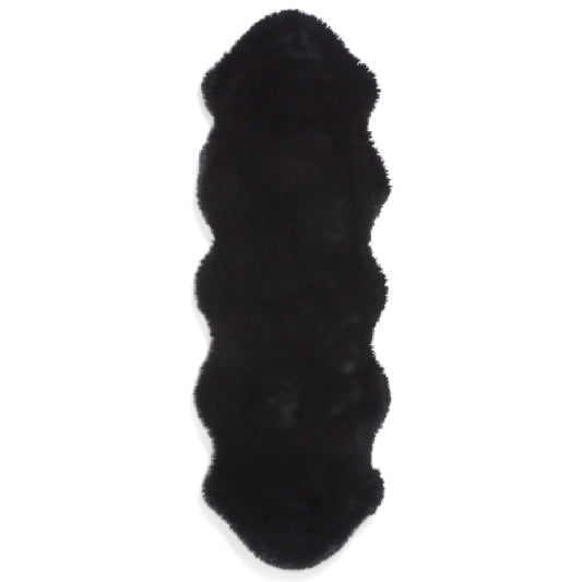 Super Teddy Black Double Sheepskin Rug - 060 x 180
