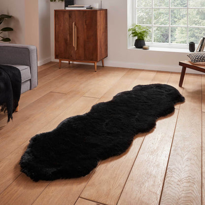 Super Teddy Black Double Sheepskin Rug - 060 x 180