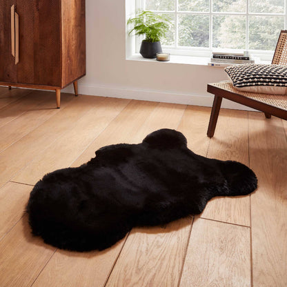 Super Teddy Black Single Sheepskin Rug - 060 x 090