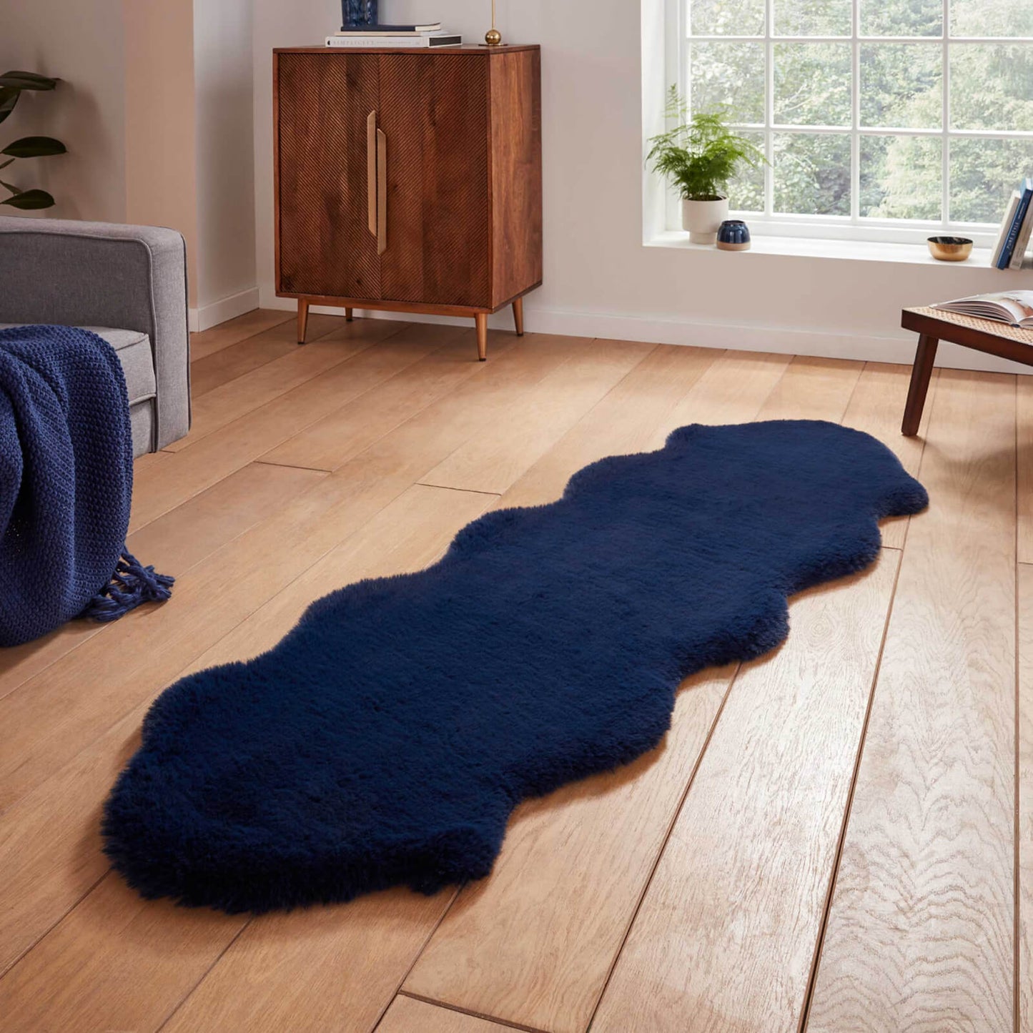 Super Teddy Navy Double Sheepskin Rug - 060 x 180