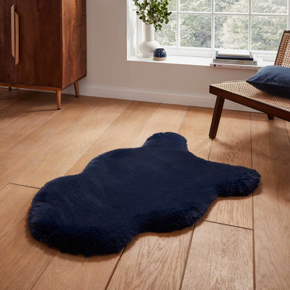 Super Teddy Navy Single Sheepskin Rug - 060 x 090