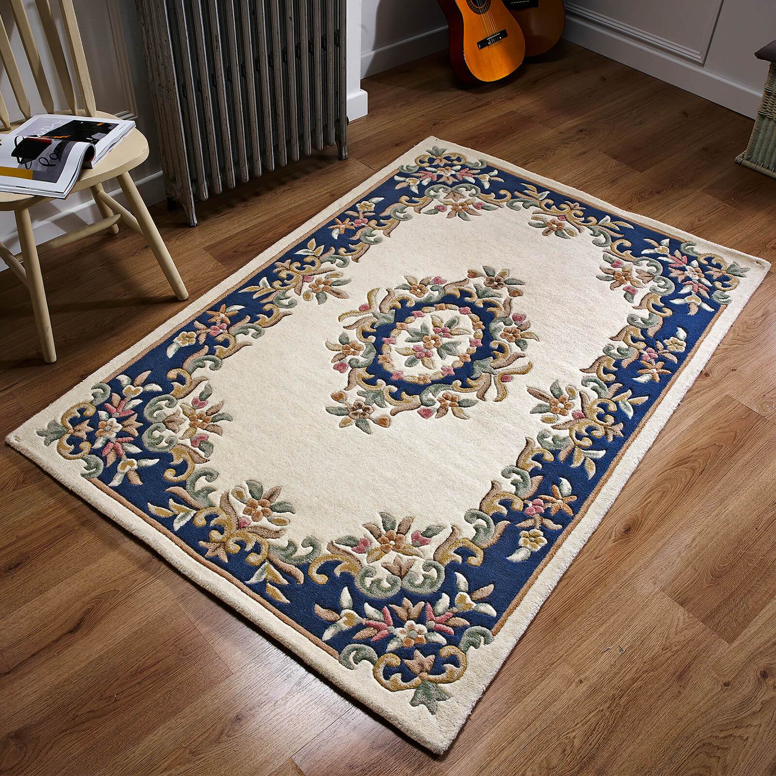 Royal Cream and Blue Traditional Rugs – Home Linen Store